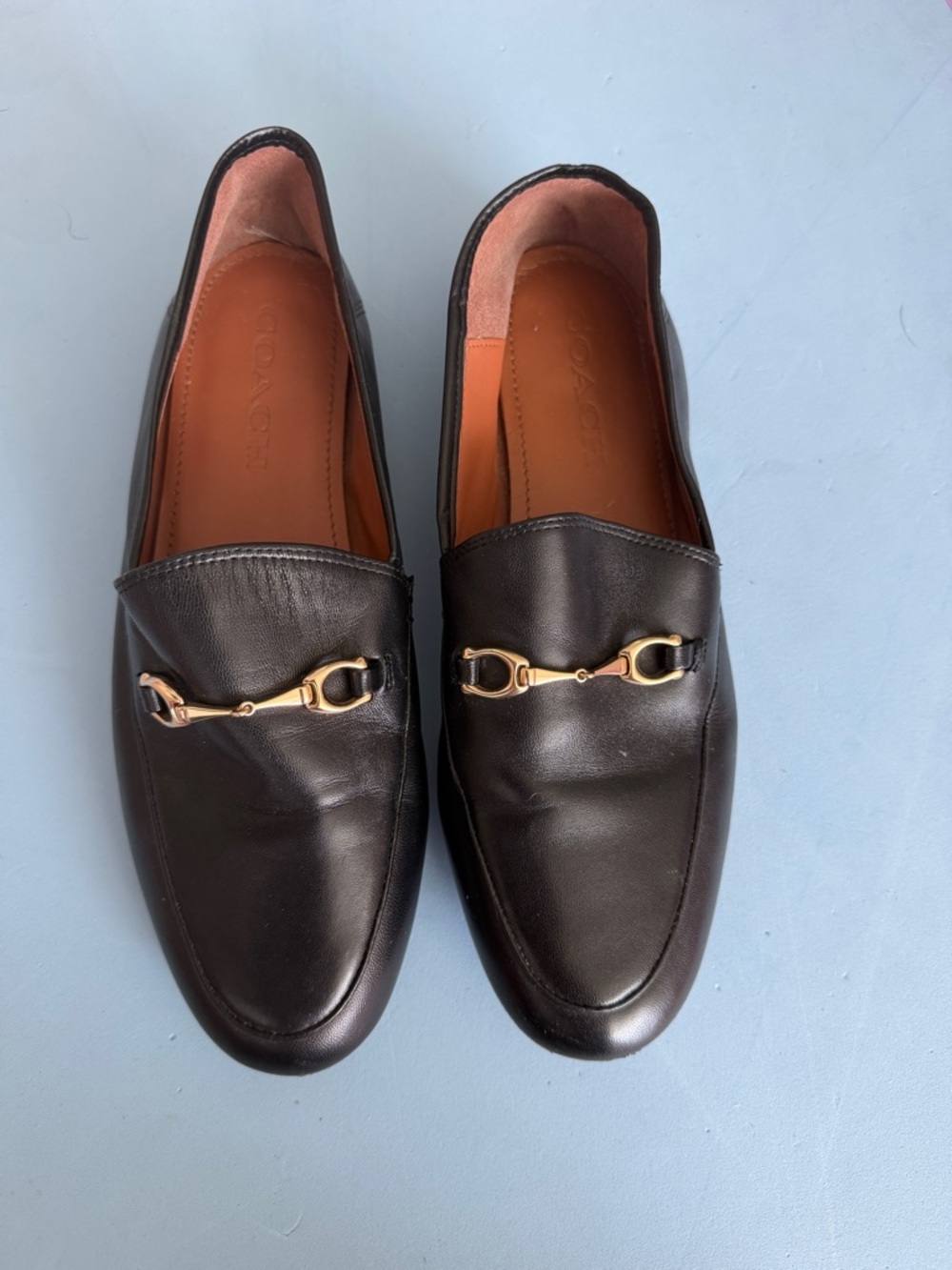 Coach Haley Leather Black Horsebit Loafers with Gold Hardware - Picture 2 of 7